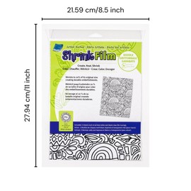 Grafix Artist Series Shrink Film – Doodle Design by Julie Fei-Fan Balzer, 8.5"x11", 2 Pre-Printed White Shrink Sheets and 2 Clear Transparent Shrink Sheets,Easy to Create and Decorate,Pack of 4