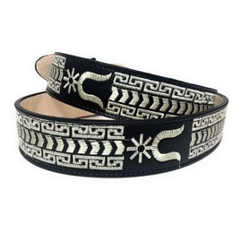 Men's Black western Embroidered Charro Belt, Cinto Charro Vaquero Bordado (44)