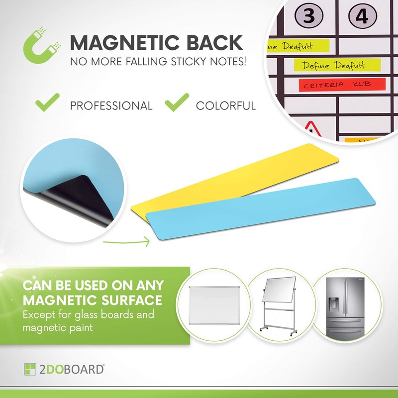 2DOBOARD Magnetic Strips Writeable - 15 cm x 2.5 cm