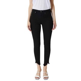 Kan Can Women's High Rise Hem Detail Skinny Jeans - KC7267 (Black, 27 (US 7))