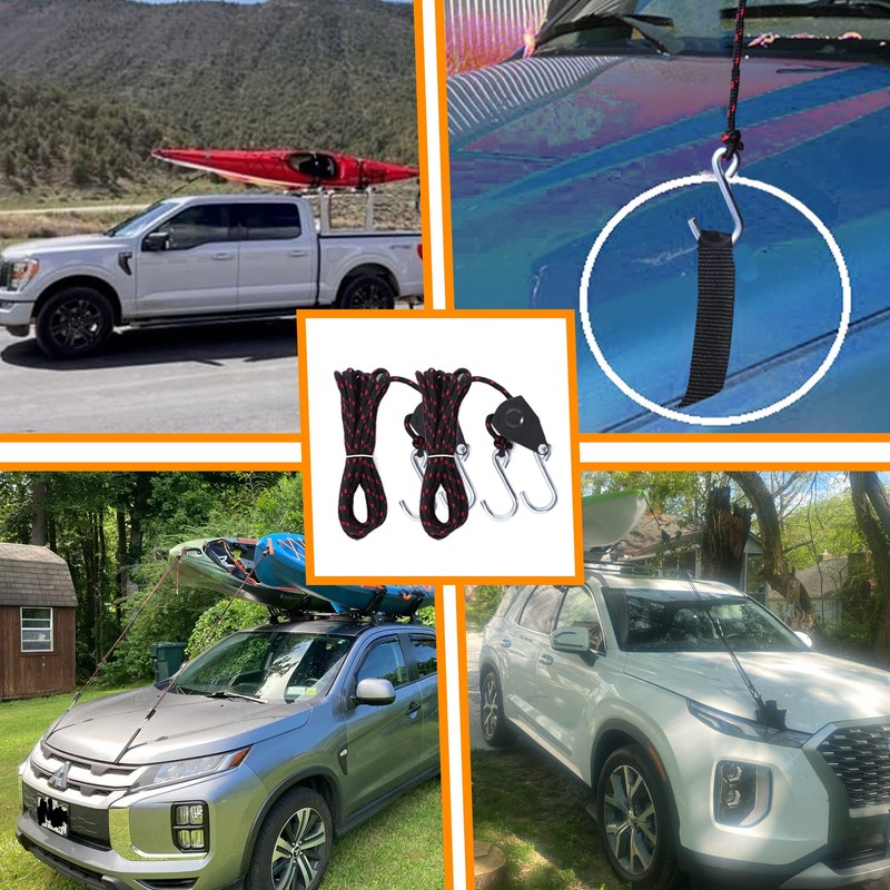 Mind and Action Kayak Tie Down Straps,Quick Hood Loops Trunk