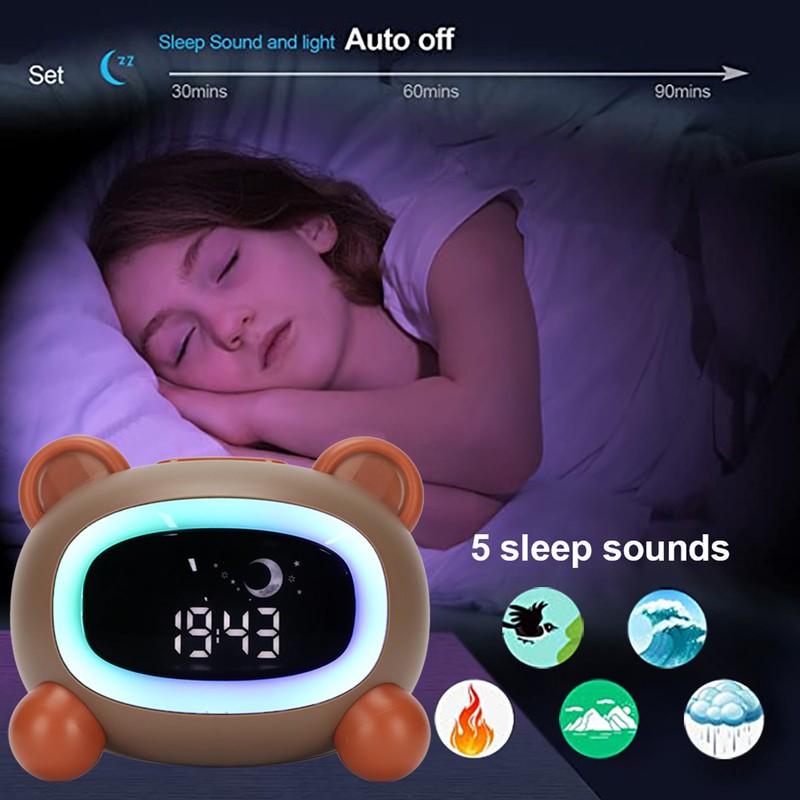 Kids Wake Clock Cartoon Kids Sleep Training Clock with Night