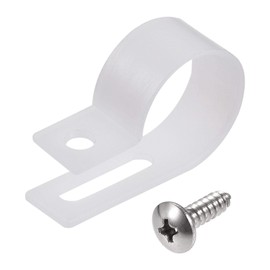 sourcing map 19mm Nylon R Type Cable Clip Wire Clamp with Screws White 50pcs
