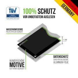 TÜV-tested RFID & NFC blocker credit card and passport protective covers (pack of 10) | sturdy EC card case against data theft and unauthorised reading | super thin and tear-resistant for 100% data