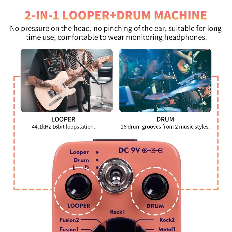 AITONE Looper Pedal with Drum Machine 2 in 1 Loop