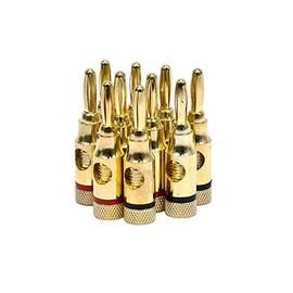 Monoprice 109437 5PRJX74047 Gold Plated Speaker Banana Plugs – 5 Pairs – Open Screw Type, For Speaker Wire, Home Theater, Wall Plates And More