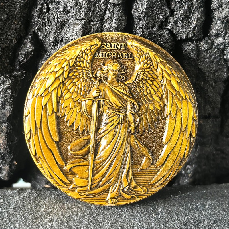 The Archangel Saint Michael Challenge Coin for Christian Protection and