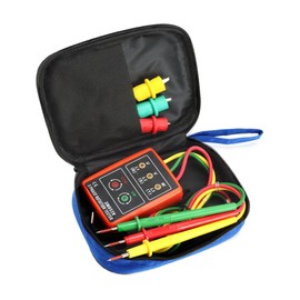 QWORK® Phase Tester, Rotary Field Meter for 3 Phases, 60 V ~ 600 V AC, 20-400 Hz, with Buzzer Tester and Crocodile Clips
