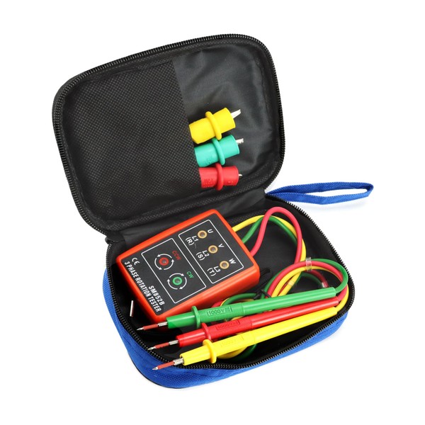 QWORK® Phase Tester, Rotary Field Meter for 3 Phases, 60