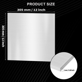2PACK 304 Stainless Steel Sheets, 12 x 12 x 0.04 Inch Stainless Steel Plates 1mm Thickness Stainless Steel Shim Plates Metal Sheets for Kitchen DIY Craft Making