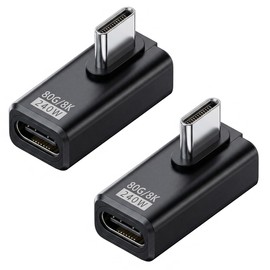 80Gbps USB C Right Angle Adapter, 240W PD Fast Charging & 8K@60Hz Video Type C 90 Degree Extender Compatible Thunderbolt 5/4 for i/Phone 16/15 Pro Max, MacBook, Steam Deck(2 Pcs) (Middle Angle)