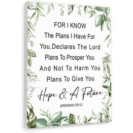 Gwisml For I Know The Plans Inspirational Bible Verse Canvas Wall Art,Jeremiah 29:11 Motivational Scripture Print Painting Artwork for Christian Home Office Bible Verse Wall Decor