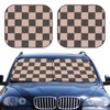 Coffee Brown Checkered Plaid Car Windshield Sun Shade 2-Piece Foldable