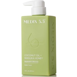 Medix 5.5 Crema de aceite de coco y miel de Manuka. Crema reparadora hidratante que rehidrata la piel. Ideal para cicatrices y estrías., 15oz