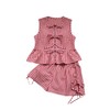 Milumia Women's 2 Piece Outfit Gingham Plaid Bowtie Ruffle Hem