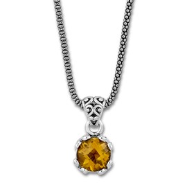 Eli Pebble - Citrine Birthstone Necklace, November Pendant. Sterling Silver Pendant, 7mm Round Gemstone, Adjustable 18"-21", Birthday Gifts, Jewelry For Women, Valentine Gift