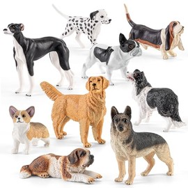 9 PCS Medium Realistic Dog Figurines Set, Pet Animal Toys Figures for Kids, Educational Dog Toy Animals Figurine, Cake Toppers, Learning Toys for Kids Party Favors & Classroom Props