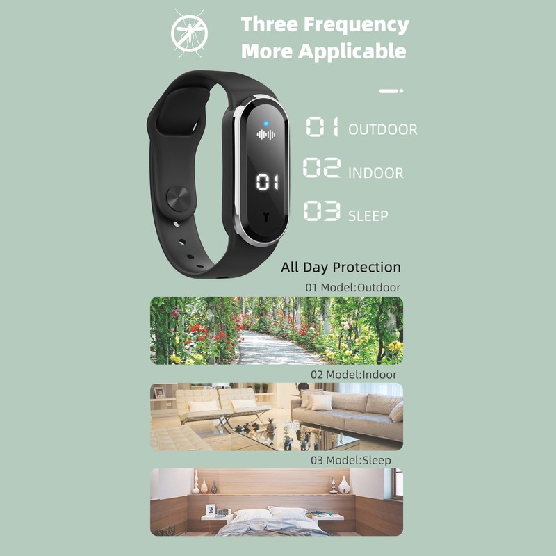 Mosquito Repellent Bracelets Portable Ultrasonic Mosquito Repellent Wristbands with LED