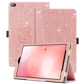 GUAGUA Case for Acer Iconia Tab A10 10.1 inch, Glitter Sparkly Bling Folding Stand Flip Leather Cover with Built-in Pencil Holder for Kids Women Protective Tablet Case for Acer Iconia Tab A10, Pink