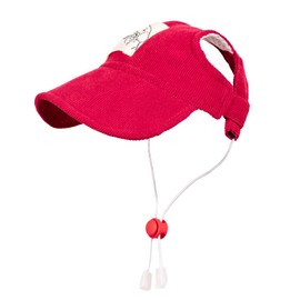 Pet Dog Baseball Cap, Cat Hat, Cat Dog Sun Cap with Ear Holes, Adjustable Puppy Outdoor Sun Hat (Red, Medium)