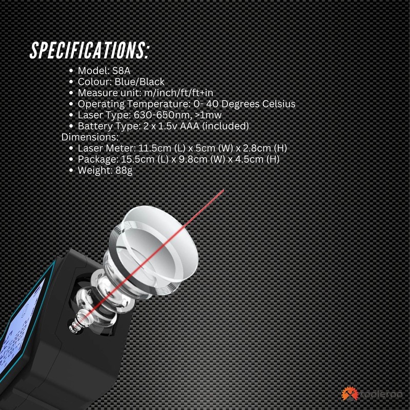 Tooleroo 70m Digital Laser Distance Measurer - LCD Area Volume