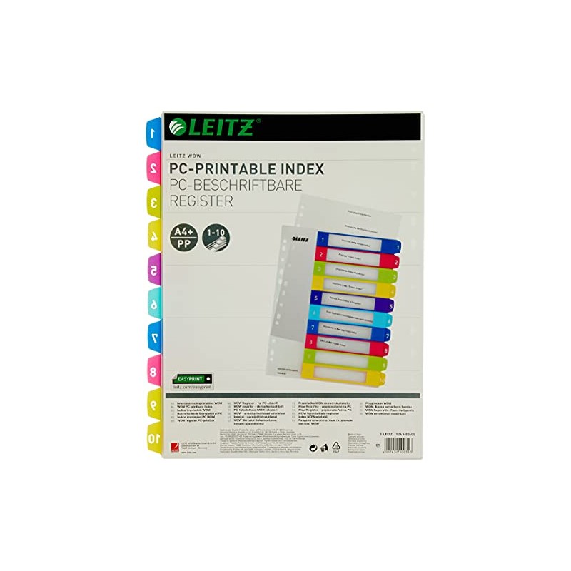 Leitz Index for A4, PC-writable cover sheet and 10 dividers,