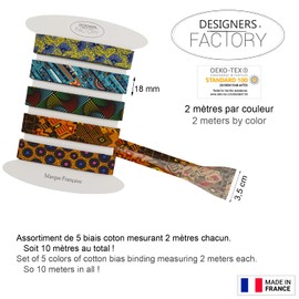 Set of 4 Printed Cotton Bias Binding - Multiple Colours Available - Set of Very Good Quality - 2 Metres Per Colour - 100% Cotton (Set M)