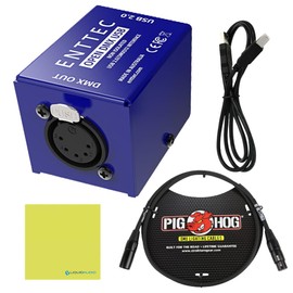 Enttec Open DMX USB 70303 Lighting Interface Controller Widget (Open Source/Hardware) Bundle 3-Pin DMX Lighting Cable w/Liquid Audio Polishing Cloth