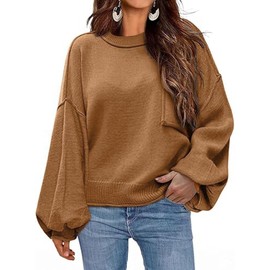 Zeagoo Sweaters for Women 2025 Trendy Fall Fashion Oversized Lantern Long Sleeve Knitted Pullover Tops Outfits