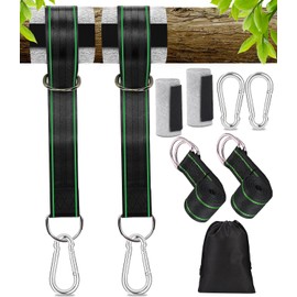 Set of 2 Swing Attachment Tree and Hammock Attachment 200 cm x 5 cm Holds 900 kg, for Hanging Chair Swing Hanging, Includes 2 Carabiners, D-Rings, with Tree Protection Padding, Storage Bag