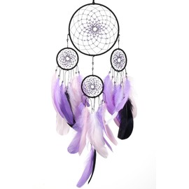 Starry Purple Dream Catchers - Goose Feathers with Multiring, Handmade Large Dreamcatcher for Bedroom, Dream Catcher for Girls, Dream Catchers for Boys, Dream Catcher Wall Decor