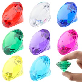DAKFOOK 32 Pcs 4cm Big Acrylic Diamond Gems, Multicoloured Pirate Jewels Treasure, Large Plastic Treasure Chest Gems Party Favors for DIY Projects, Decorations