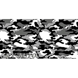 Sky Auto INC Black White Gray Camouflage Vinyl Car Wrap Film Sheet + Free Cutter & Squeegee (3FT x 5FT/36" x 60")