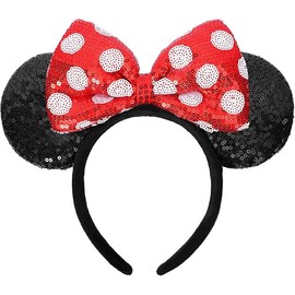 Mouse Ears Headbands, Sequin Mouse Ears for Women Girls Boys, Shiny Bow Headband for Cosplay Costume Party Decorations Hair Accessories (Polka Dots)