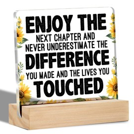 Coworker Retirement Gifts for Women, New Job Leaving Retired Gift for Coworker Colleague Boss Lady Teacher Clear Desk Sign Enjoy the Next Chapter Acrylic Sign Keepsake