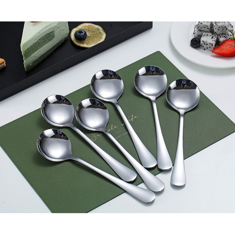 Soup Spoons, Kyraton 6 Pieces 19 cm Stainless Steel Round