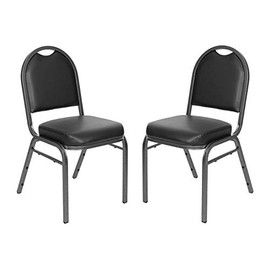 OEF Furnishings Premium Vinyl Upholstered Stack Banquet Chair, Black/Silver
