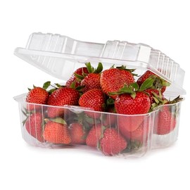 Detroit Forming LBH-491 1 lb. Hinged Berry Basket with Vented Holes - 300 per case