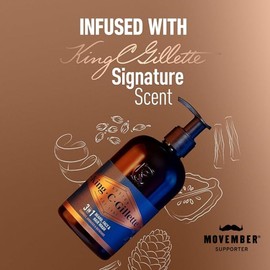 King C. Gillette Beard Wash, Mens Face Wash, 11 oz, Infused with Argan Oil and Avocado Oil to Cleanse Hair and Skin | King C. Gillette