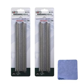 N Scale N 9-3/4" Double Track Straight, Concrete Ties (2), KAT20004 2 Pack 4 Piece with Cleaning Cloth