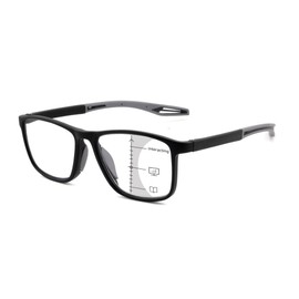 SOPHILY Progressive Multifocal Reading Glasses for Men Women Unisex Multifocus Mens Readers Sport Style Soft Silicone, Black, +1.75