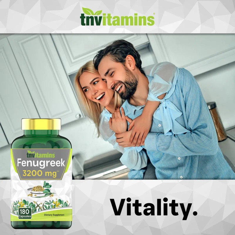 Tnvitamins Fenogreco 3200mg 180 Cápsulas Suplemento Natural