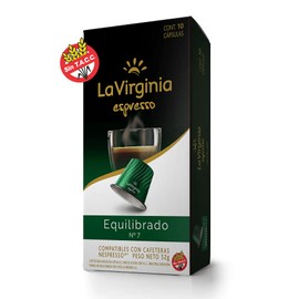 La Virginia Espresso Equilibrado N° 7 Café Tostado Molido en Cápsulas Espresso Coffee Capsules, 5.2 g / 0.18 oz each (box of 10)