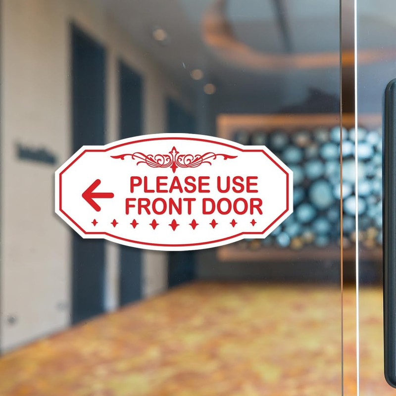 Victorian Please Use Front Door (Left Arrow) Sign (Black Gold)