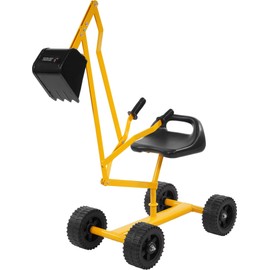 Kids Excavator Ride on Sand Digger with Wheels, Beach Toys Outdoor Sandbox Toy Excavator, Steel Excavator Crane Rotates 360 Degrees with Stable Base, Outdoor Sandbox Play Toy, Yellow