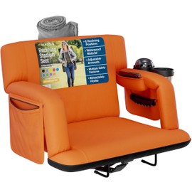 Reclining Stadium Seats for Bleachers with Back Support – Wide Bleacher Chair Cushion, Armrests, Large Pockets, and Multiple Safety Features – Best Stadium Seat Chairs for Camping, Kayak Backs & More
