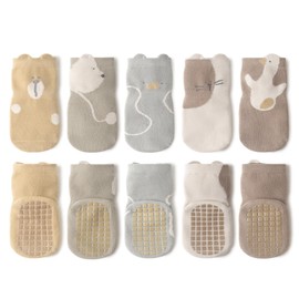 TootyTots Non Slip Kids Toddler Socks with Grips for Baby Infant Toddlers Kids Boys Girls 5 Pairs Cute Baby Cotton Socks with Grippers