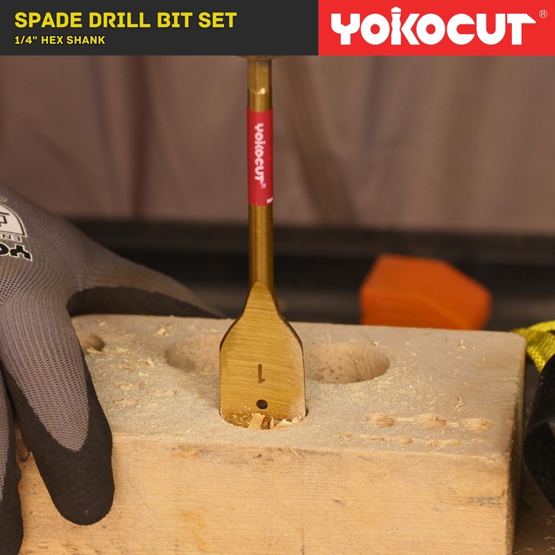 Spade Drill Bit Set, 13pcs Paddle Bits in SAE, 1/4