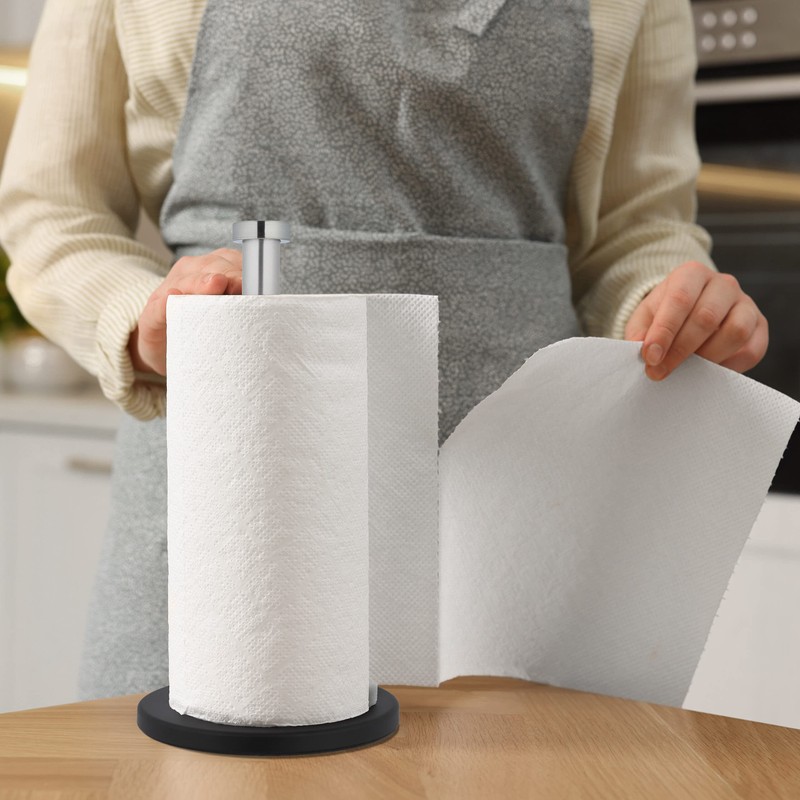 Relaxdays Standing Kitchen Roll Holder, Stainless Steel, Paper Roll Holder