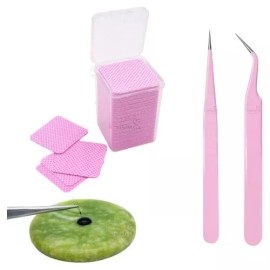 Dbmb Kit Piedra Jade+pinzas+ Toallas Para Extensiones De Pestañas